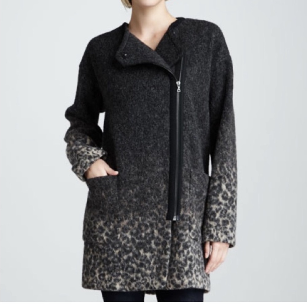 Rebecca Taylor leopard gray leopard print coat size xs